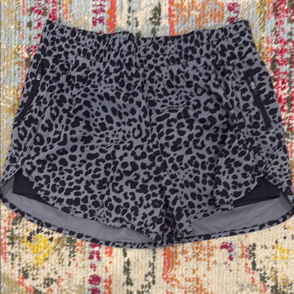 Avia Black and Gray Leopard Print Athletic Shorts. NWOT